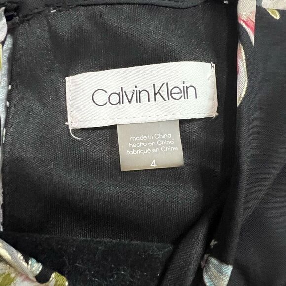 Calvin Klein Metallic Floral Trapeze Dress Sz 4 Women’s - Picture 6 of 8